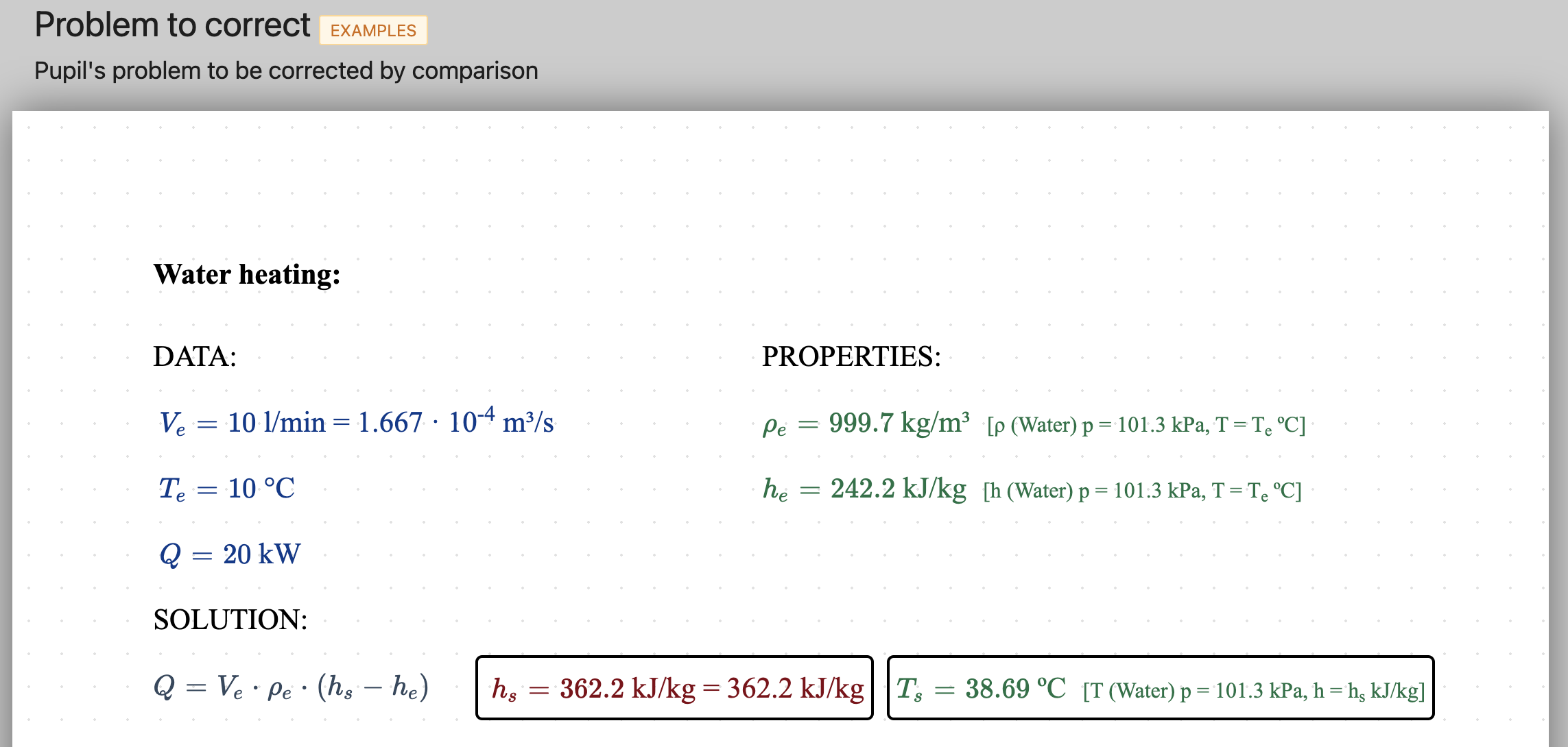 Example problem to be corrected